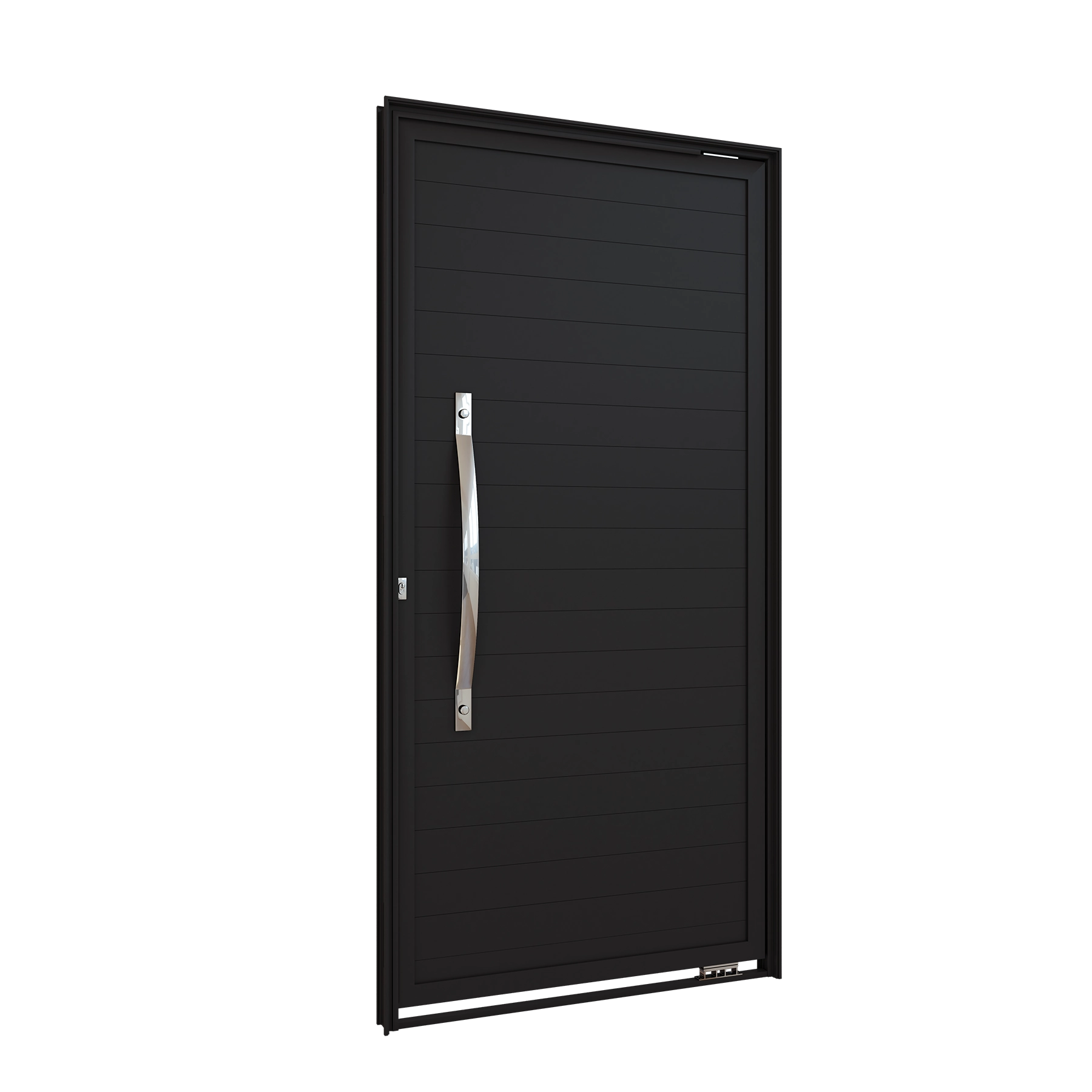 Porta De Alumínio De Giro Pivotante Lambril Com  Puxador 80Cm - 215X105X8 - Abertura Esquerda