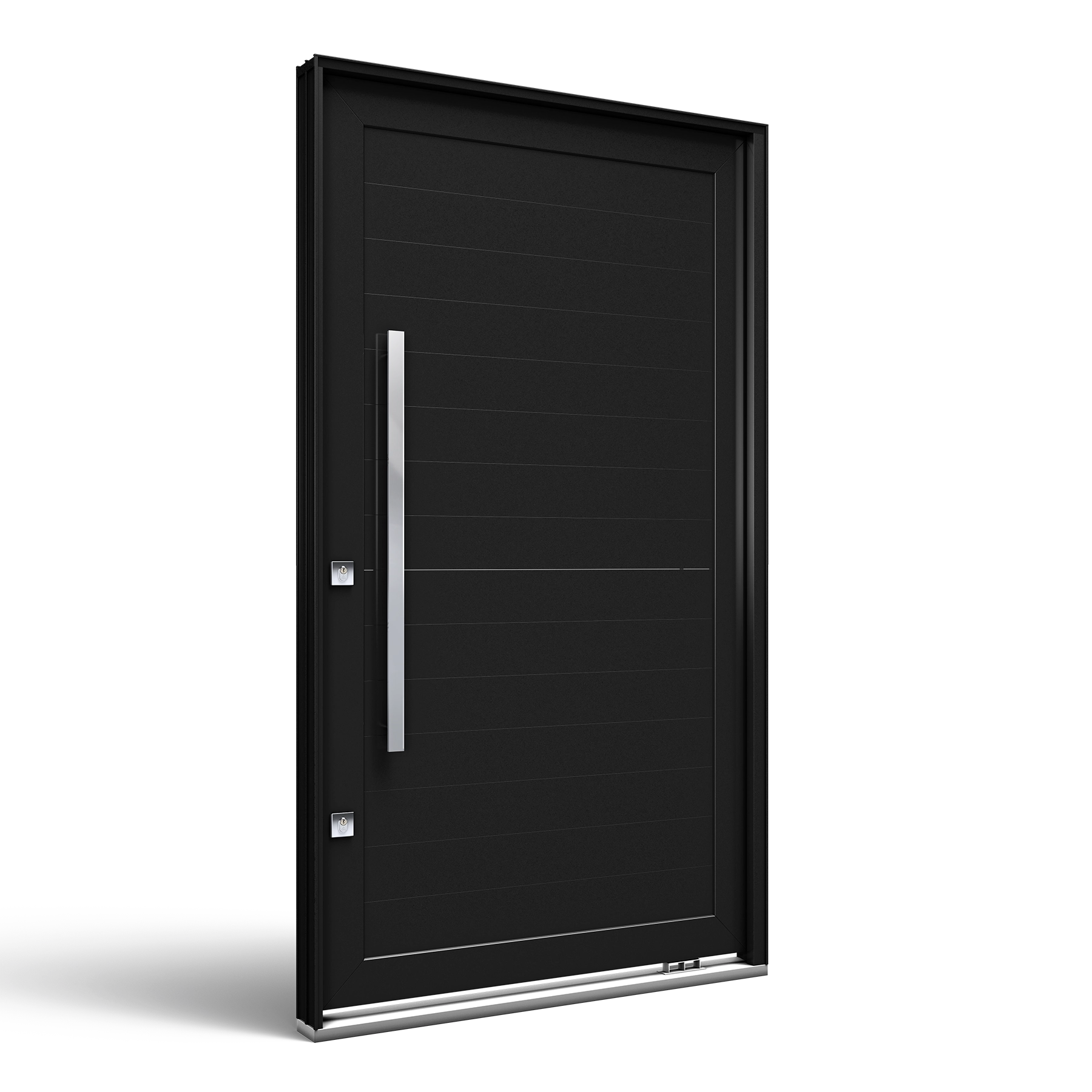 Porta De Alumínio Pivotante Com Puxador De 100 Cm Em Aço Inox - 225X130X12 - Abertura Direita