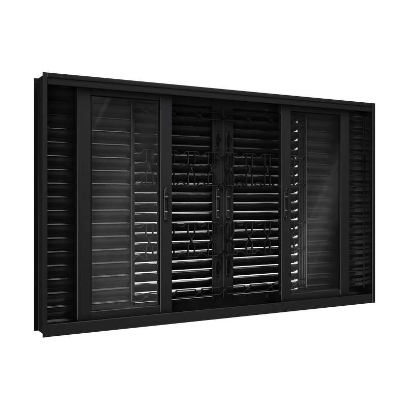 Janela Veneziana De Aço 100 X 200 X 15,5 Cm Flex Preto 6 Folhas Grade Mosaico Riobras Pronta