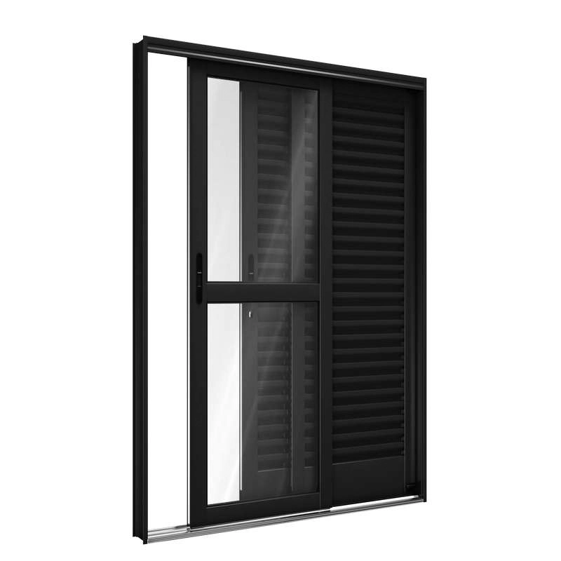 Porta Balcão De Aço 214 X 150 X 14 Cm Preto 3 Folhas Direita Riobras Pronta