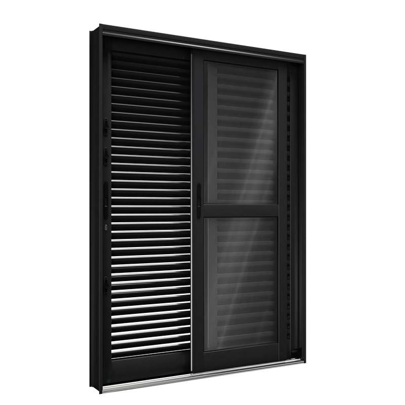 Porta Balcão De Aço 214 X 150 X 16 Cm Flex Preto 3 Folhas Esquerda Riobras Pronta