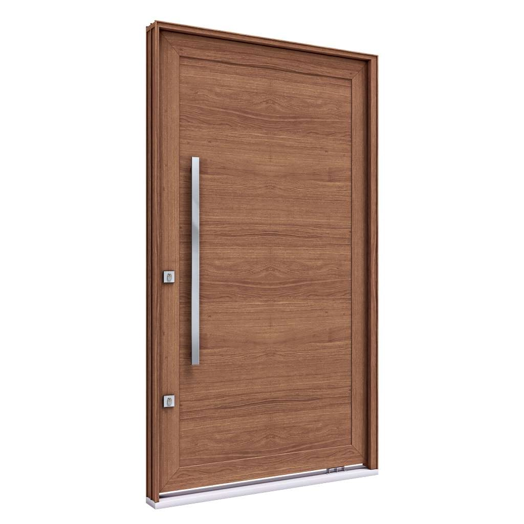 Porta Pivotante De Alumínio 225 X 130 X 12 Cm Madeirado Com Puxador Esquerda Lucasa