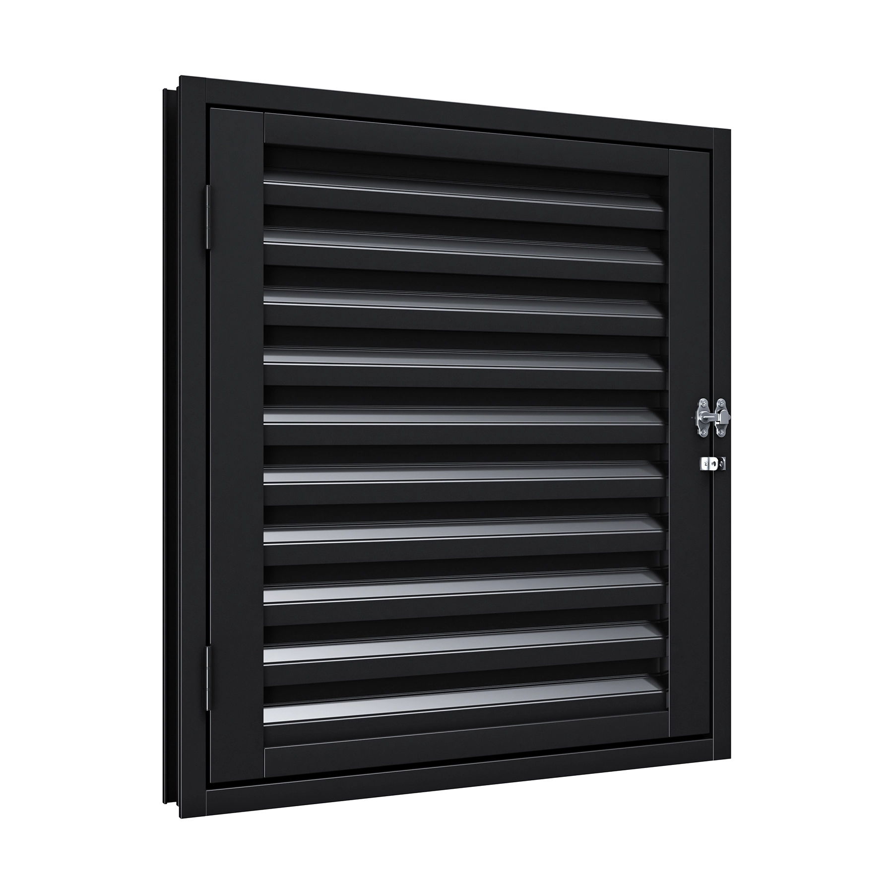 Porta Alçapão de Giro para Fora 1 Folha Aço Pintado Preto com Porta Cadeado 60x60cm Riobras