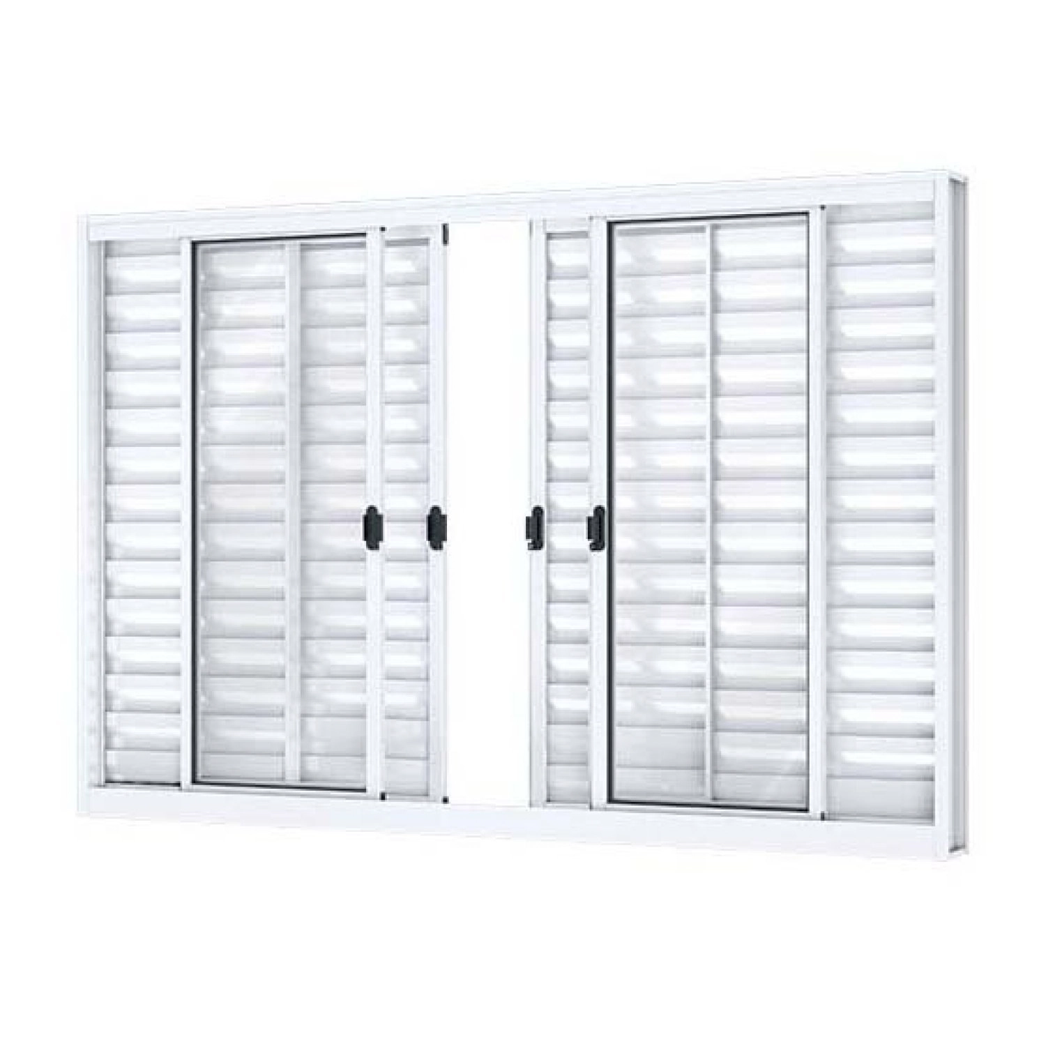 Janela De Alumínio Veneziana De Correr Central 6 Folhas 100x200cm Riobras