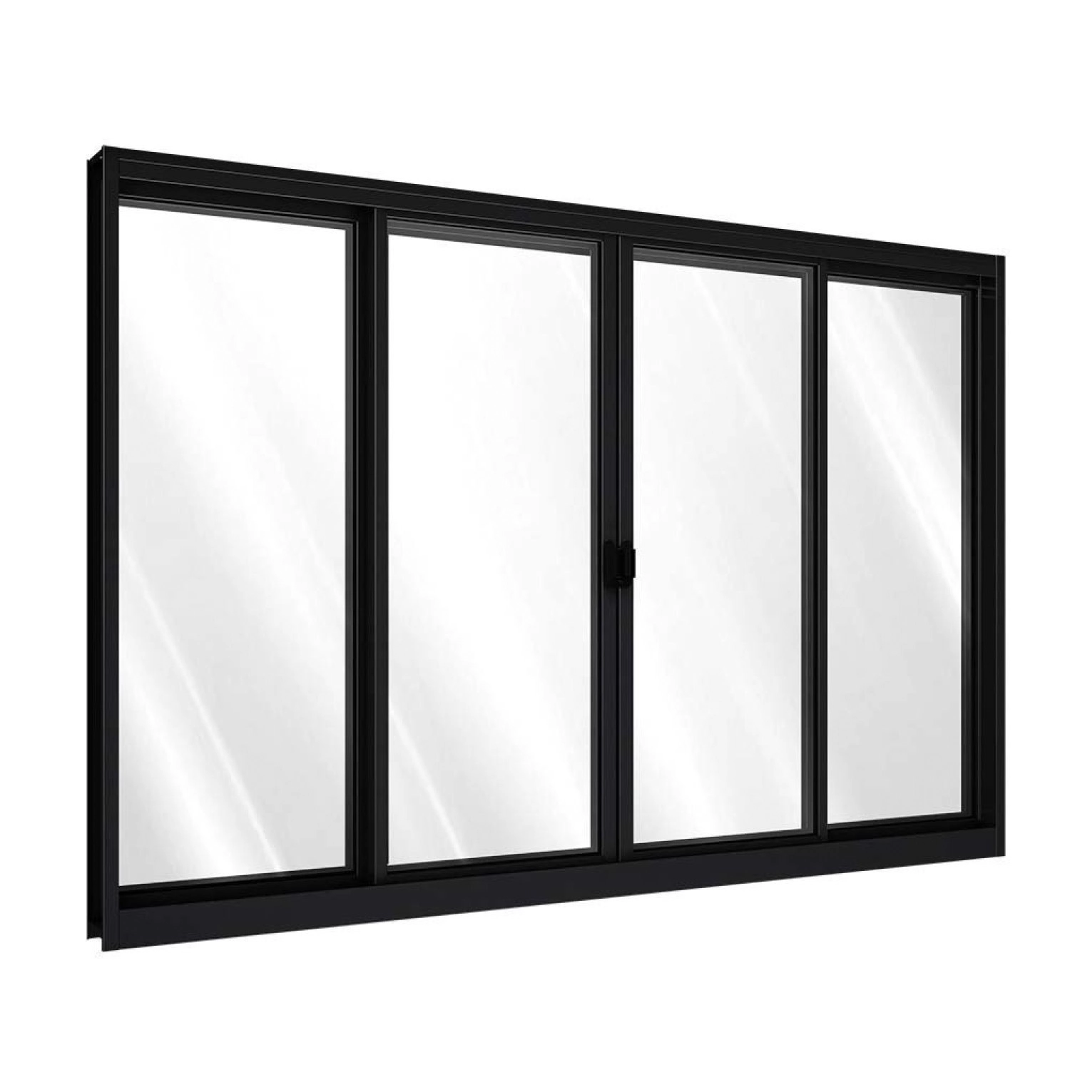 Janela De Alumínio De Correr Central 4 Folhas 100x200cm Riobras Preto