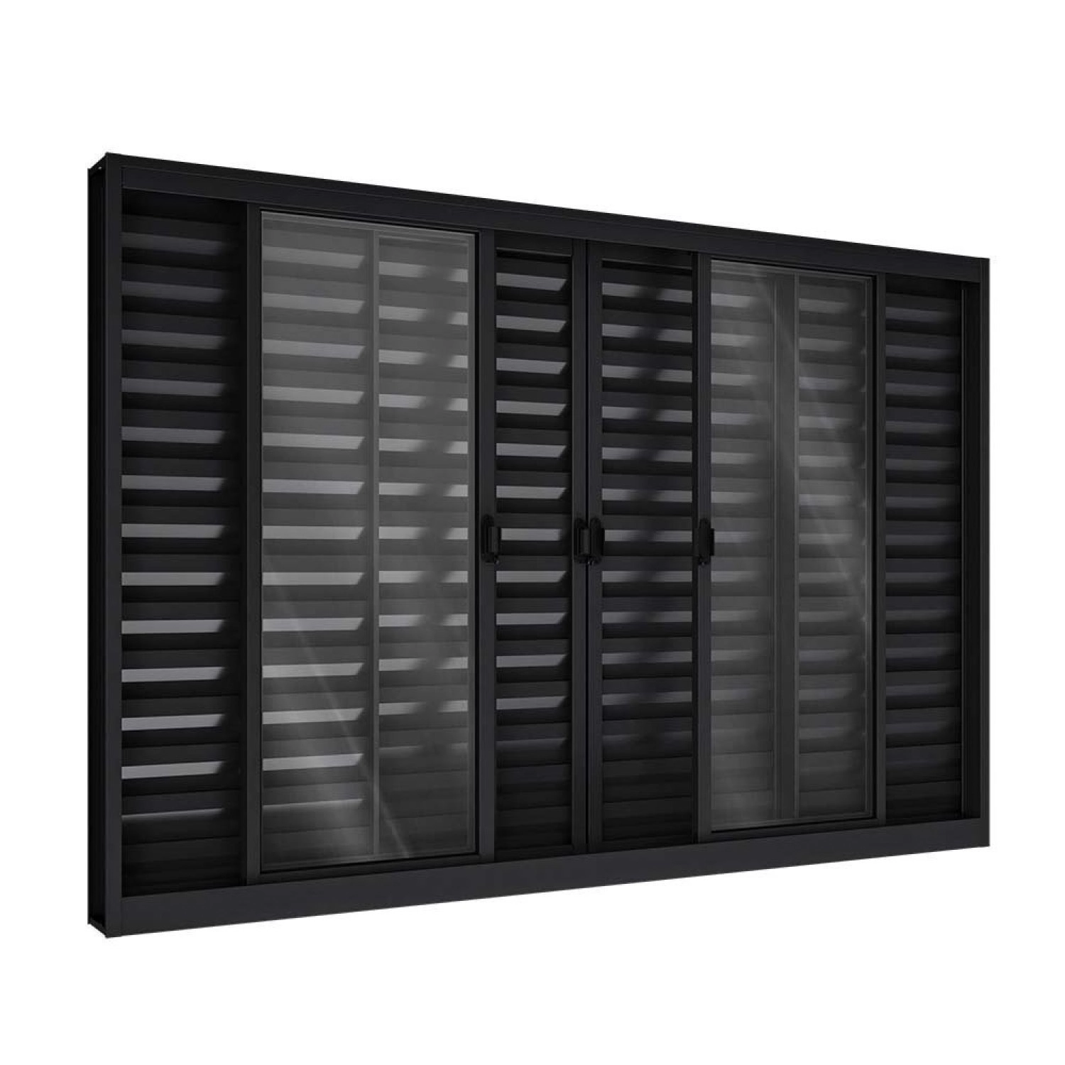Janela De Alumínio Veneziana De Correr Central 6 Folhas 100x200cm Riobras