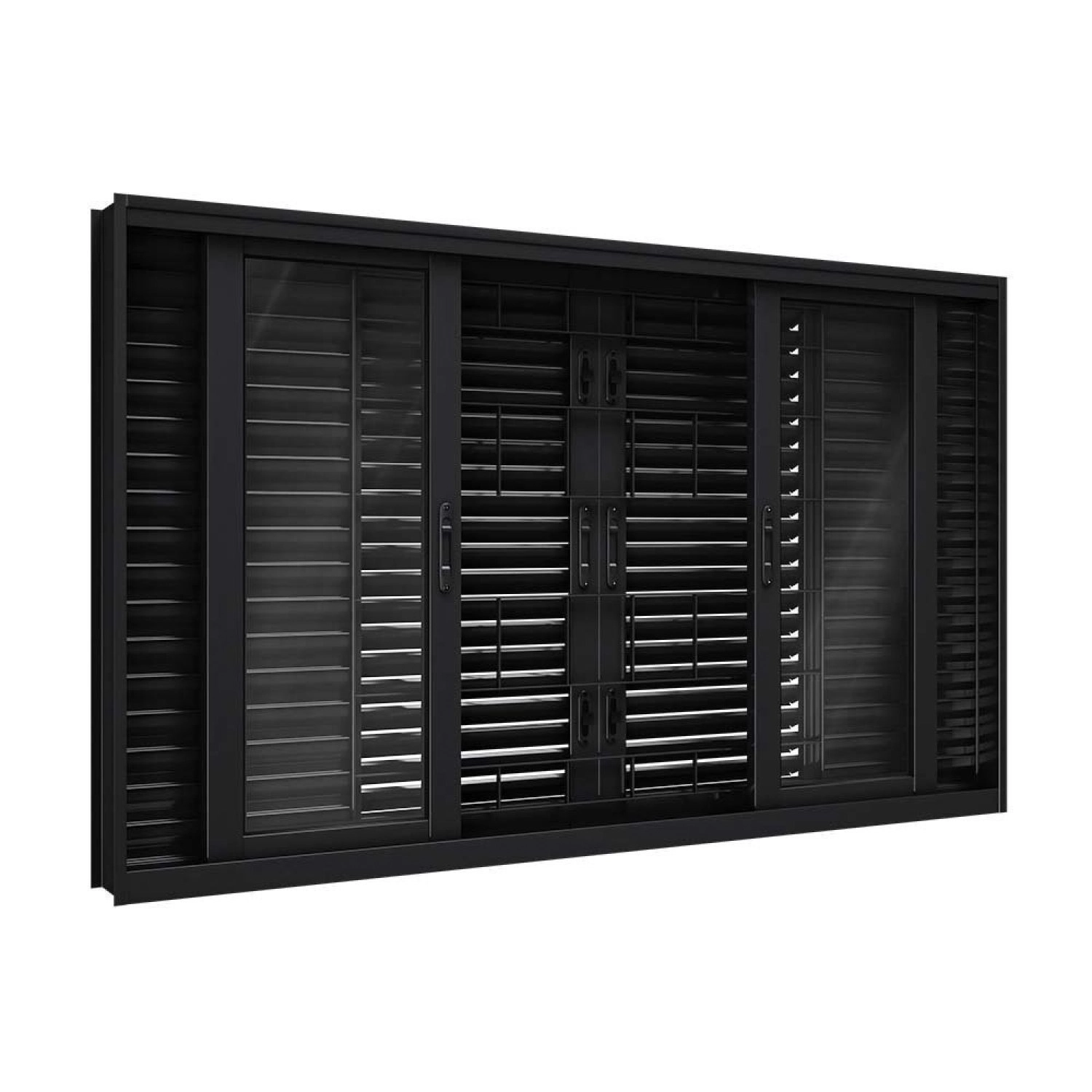 Janela De Aço Veneziana Flex Com Grade Quadrada 6 Folhas 120x150cm Facilitá Lucasa