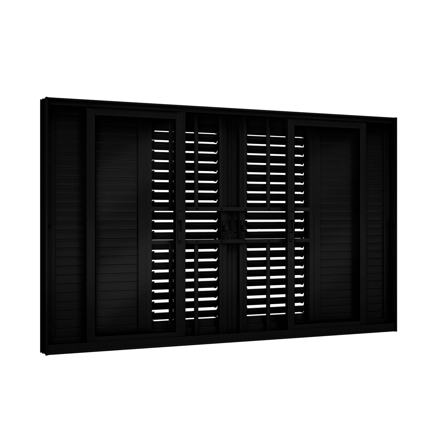 Janela De Alumínio Veneziana Flex Com Grade 4 Folhas Móveis E 2 Fixas 100x150cm Lucasa Eccellente Preto
