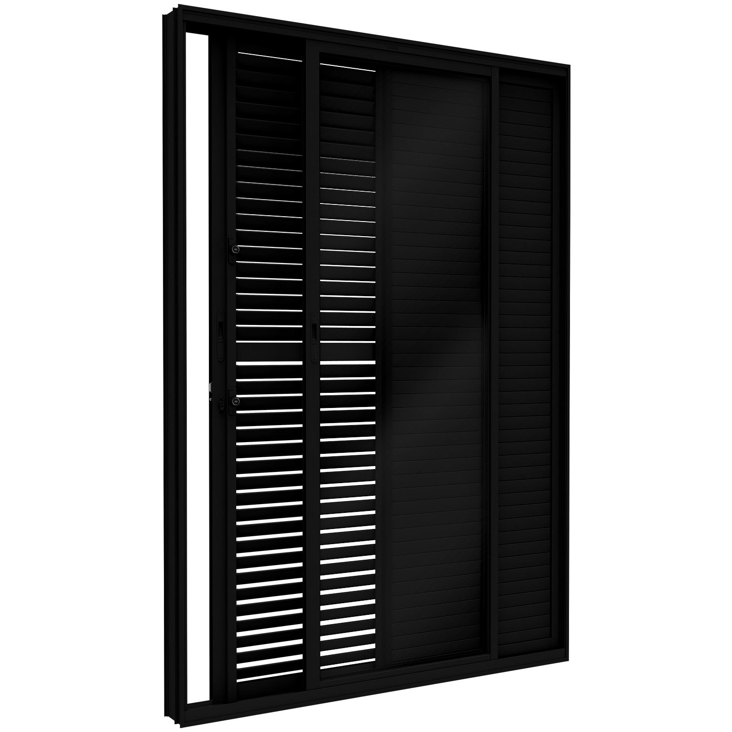 Porta De Alumíno Balcão De Correr Lateral Flex 3 Folhas 214,5x150cm Lucasa Eccellente Preto