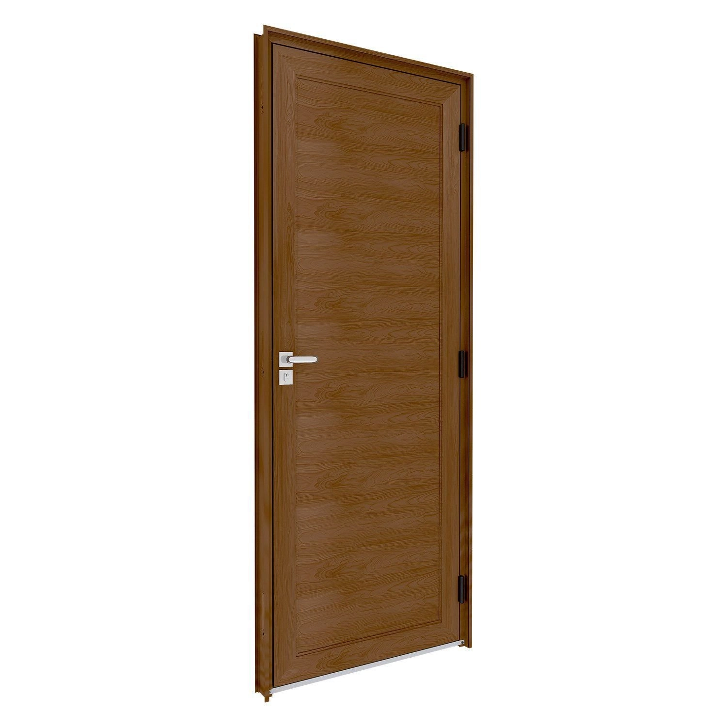 Porta De Alumínio De Giro Lambri Com Maçaneta 215x85cm Lucasa Eccellente Abertura Direita Marrom
