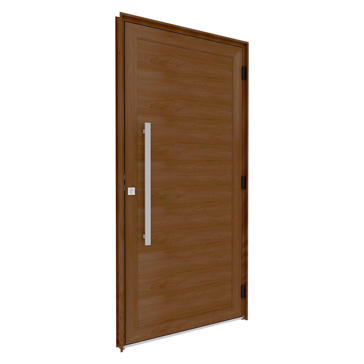 Porta De Alumínio De Giro Lambri Puxador De 80cm Em Aço Inox 215x105cm Lucasa Eccellente Amadeirado