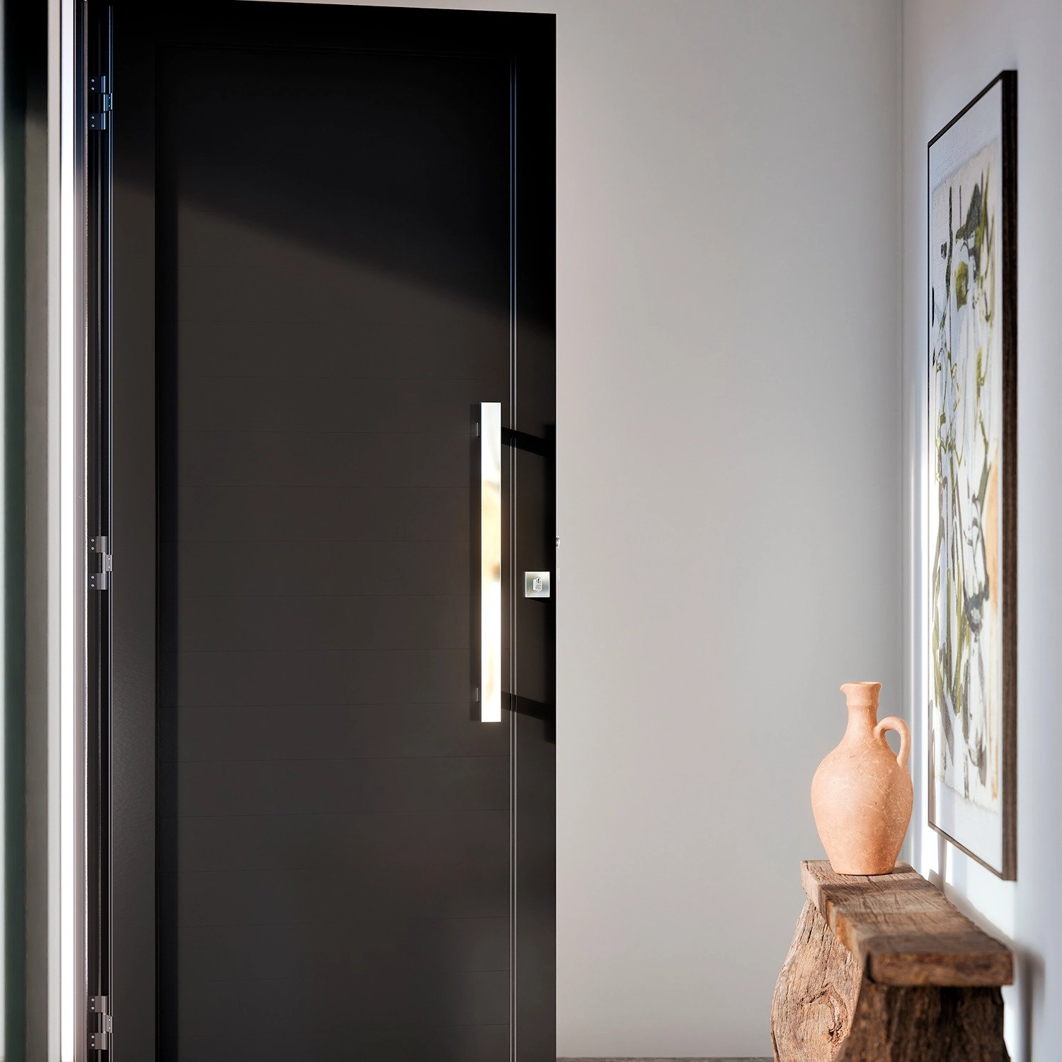 Porta De Alumínio De Giro Lambri Puxador De 60cm Em Aluminio 215x95 Lucasa Eccellente Preto