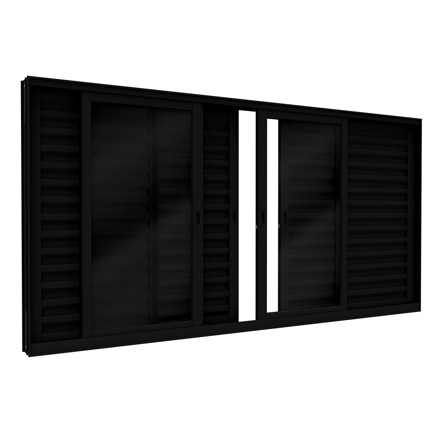 Janela Veneziana De Alumínio 6 Folhas Com Fecho Embutido 100x200cm Lucasa Eccellente Preto