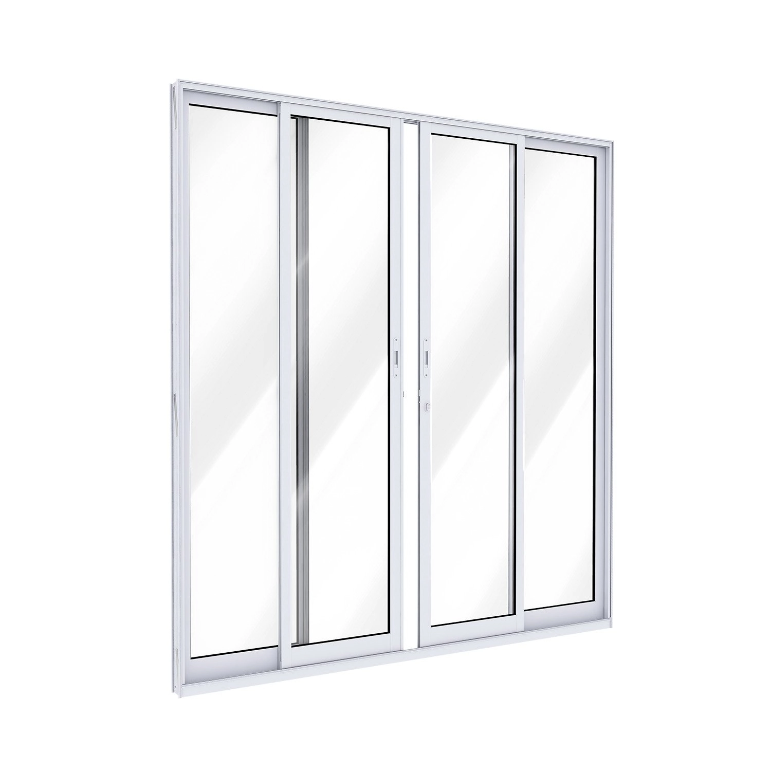 Porta De Alumínio De Correr 2 Folhas Móveis E 2 Folhas Fixas 215x200cm Lucasa Ideale Branco