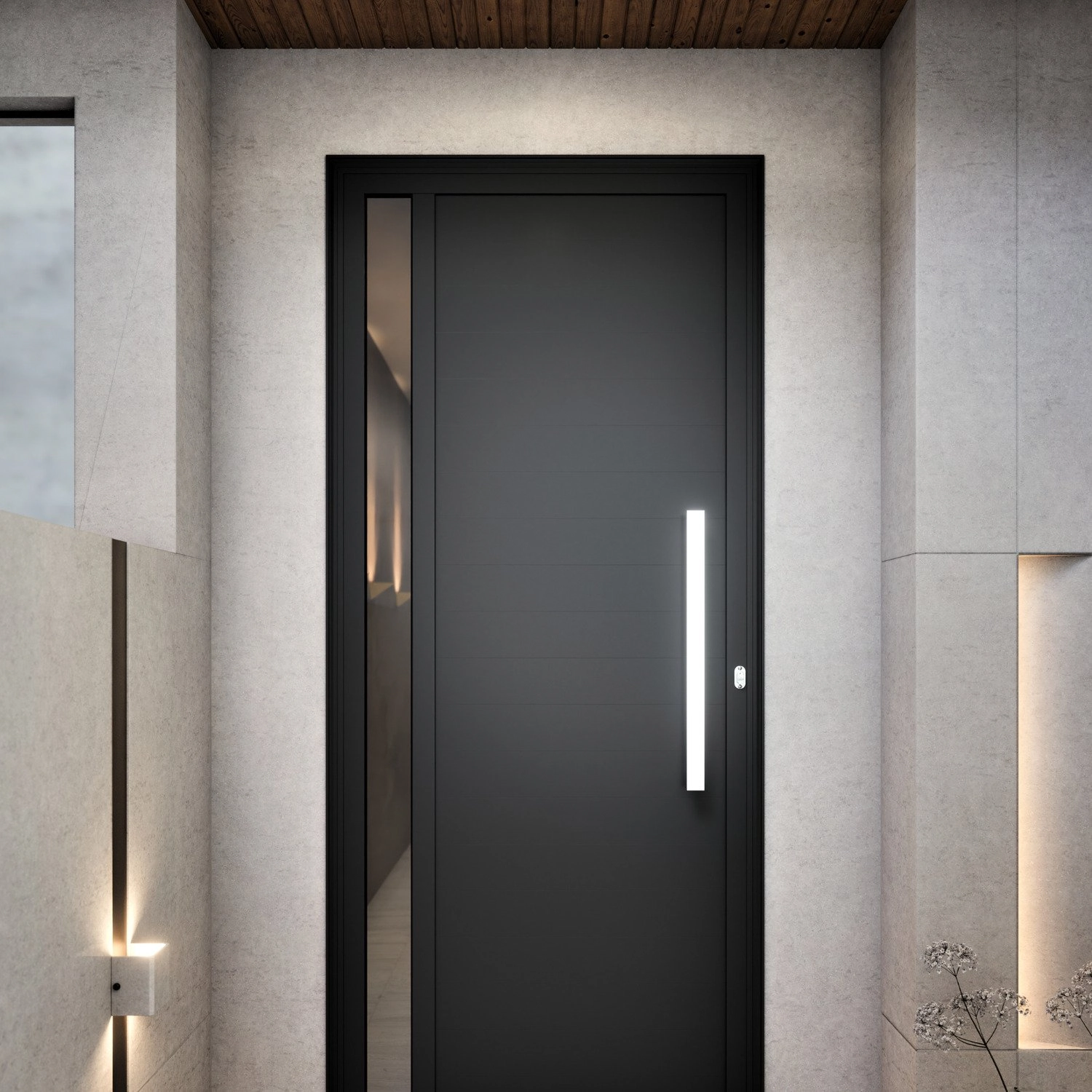 Porta De Alumínio De Giro Lambri Com Puxador De 60 Cm 215x95cm Lucasa Ideale Preto