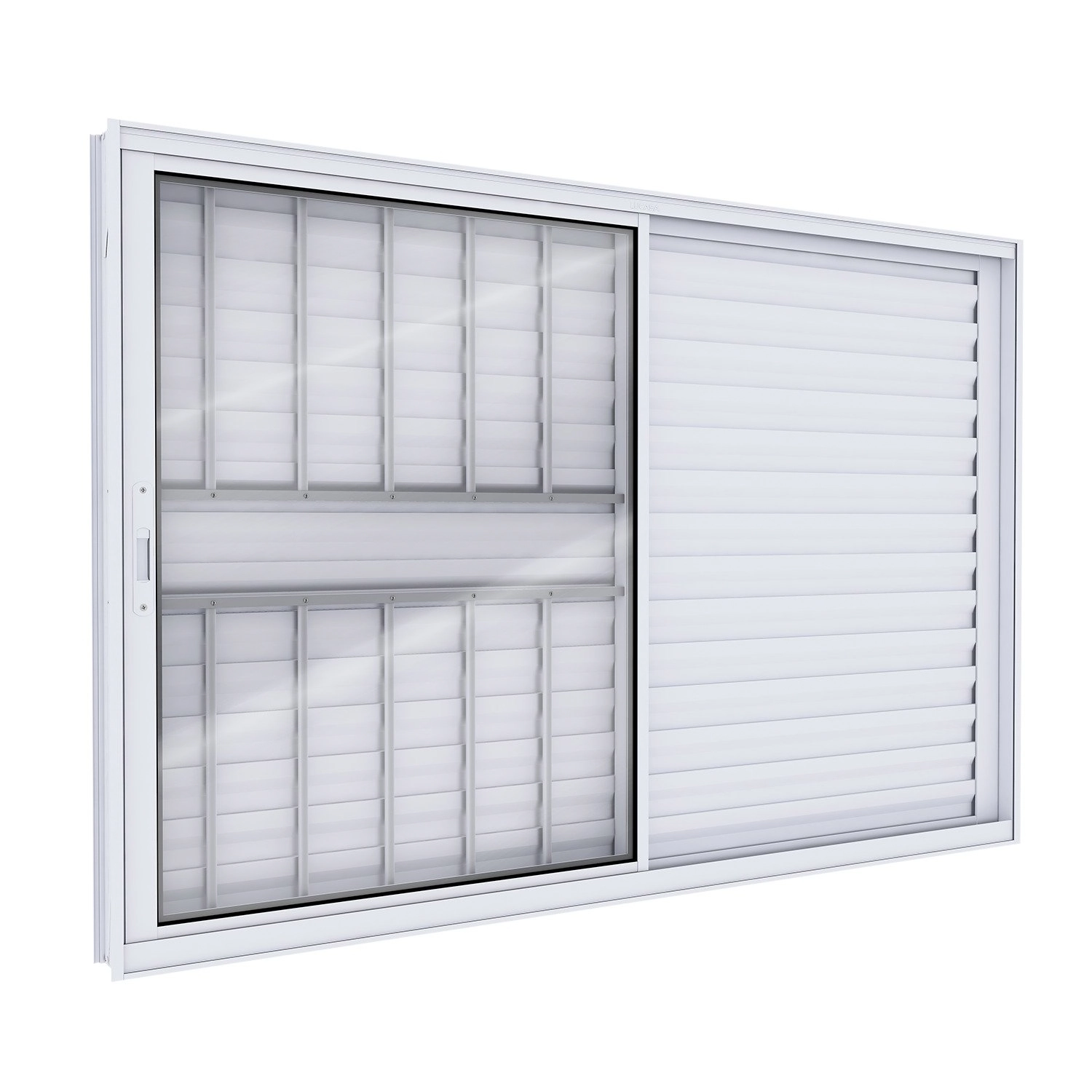 Janela Veneziana De Aluminio De Correr Lateral Com Grade 100x120cm Lucasa Ideale Branco