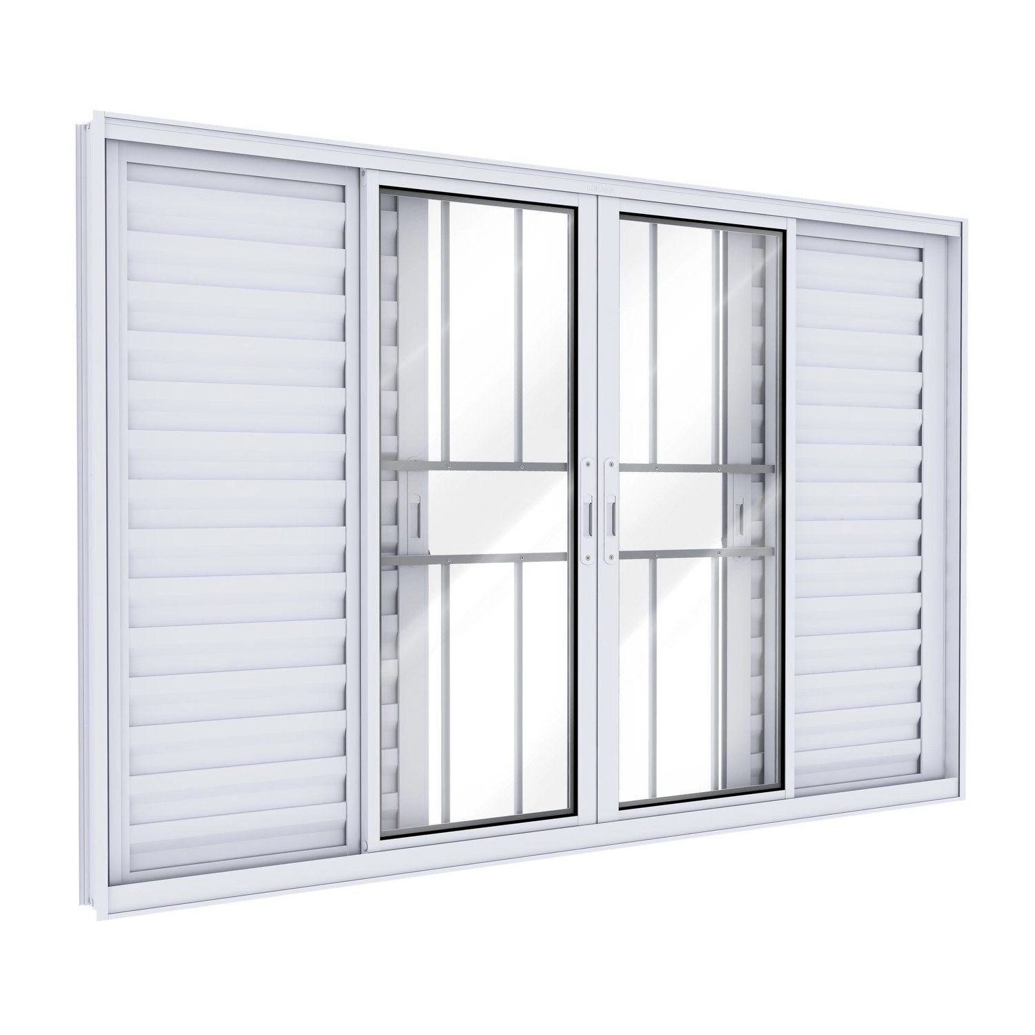 Janela Veneziana De Alumínio Com Grade E 4 Folhas Móveis E 2 Fixas 100x150cm Lucasa Ideale Branco