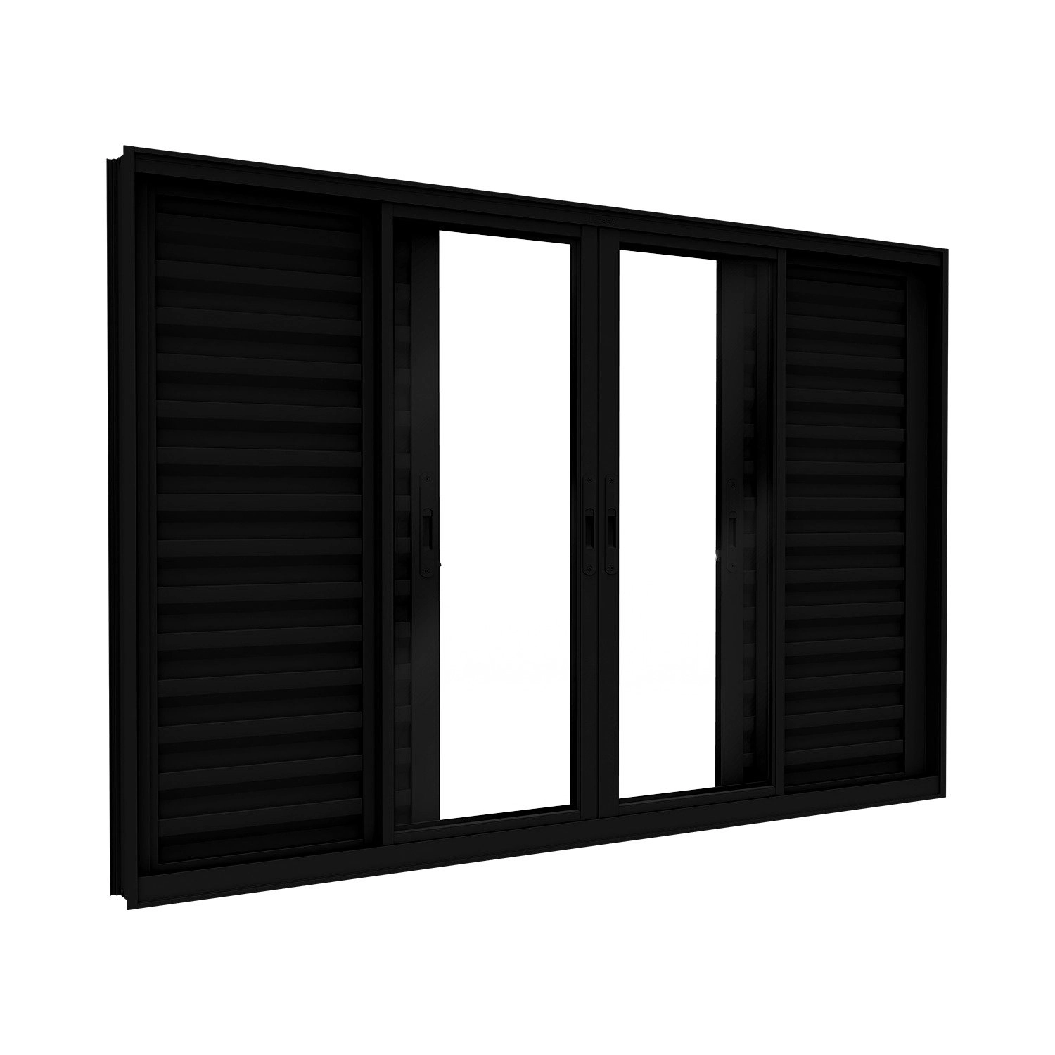 Janela Veneziana De Alumínio 4 Folhas Móveis E 2 Folhas Fixas 120x150cm Lucasa Ideale Preto