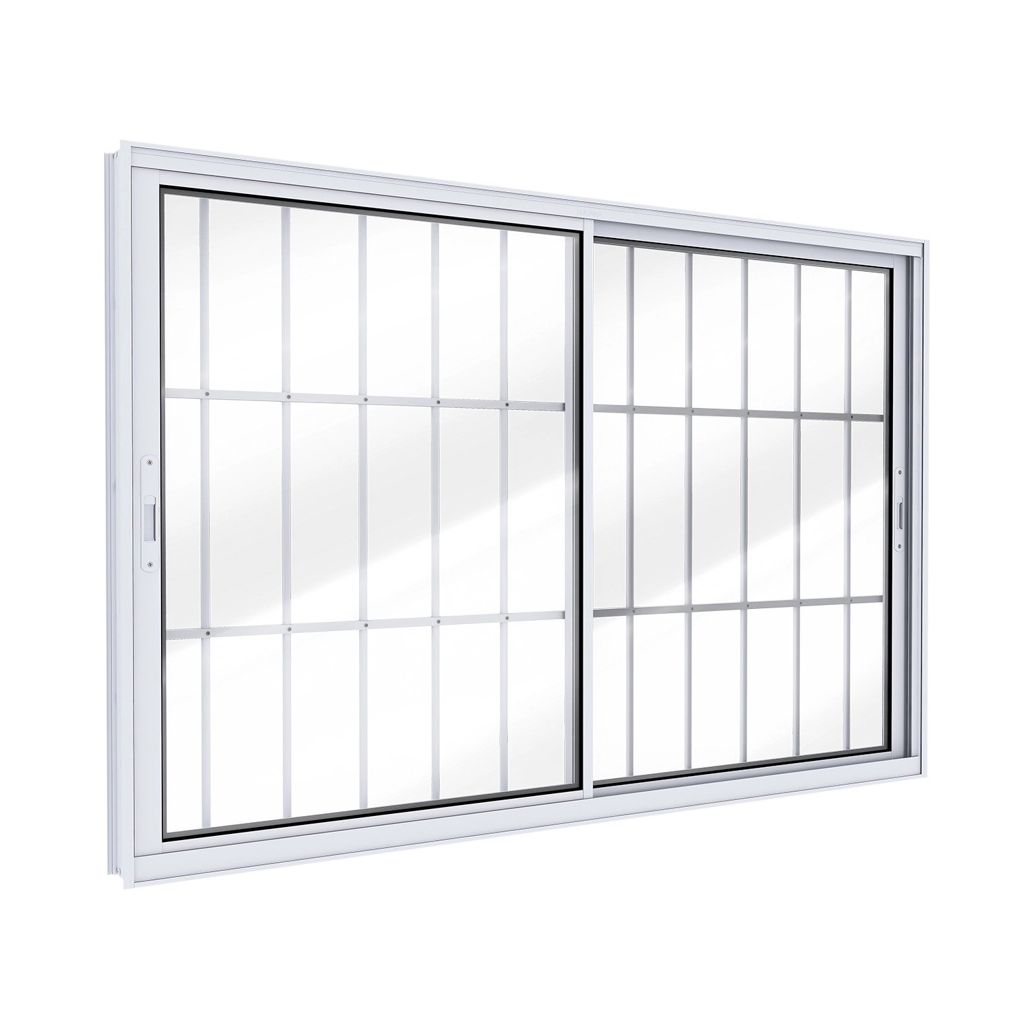 Janela De Alumínio De Correr Lateral 2 Folhas Móveis Com Grade 100x150cm Lucasa Ideale Branco