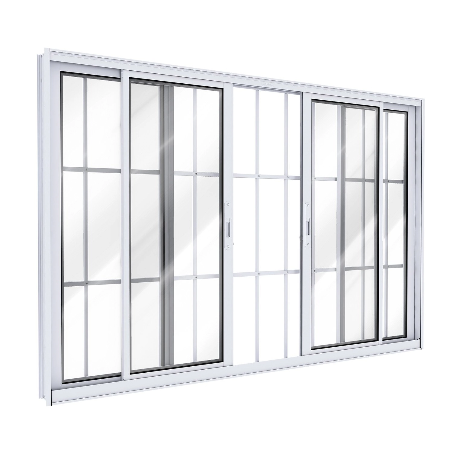 Janela De Alumínio De Correr 2 Folhas Móveis E 2 Folhas Fixas Com Grade 120x150cm Lucasa Ideale Branco