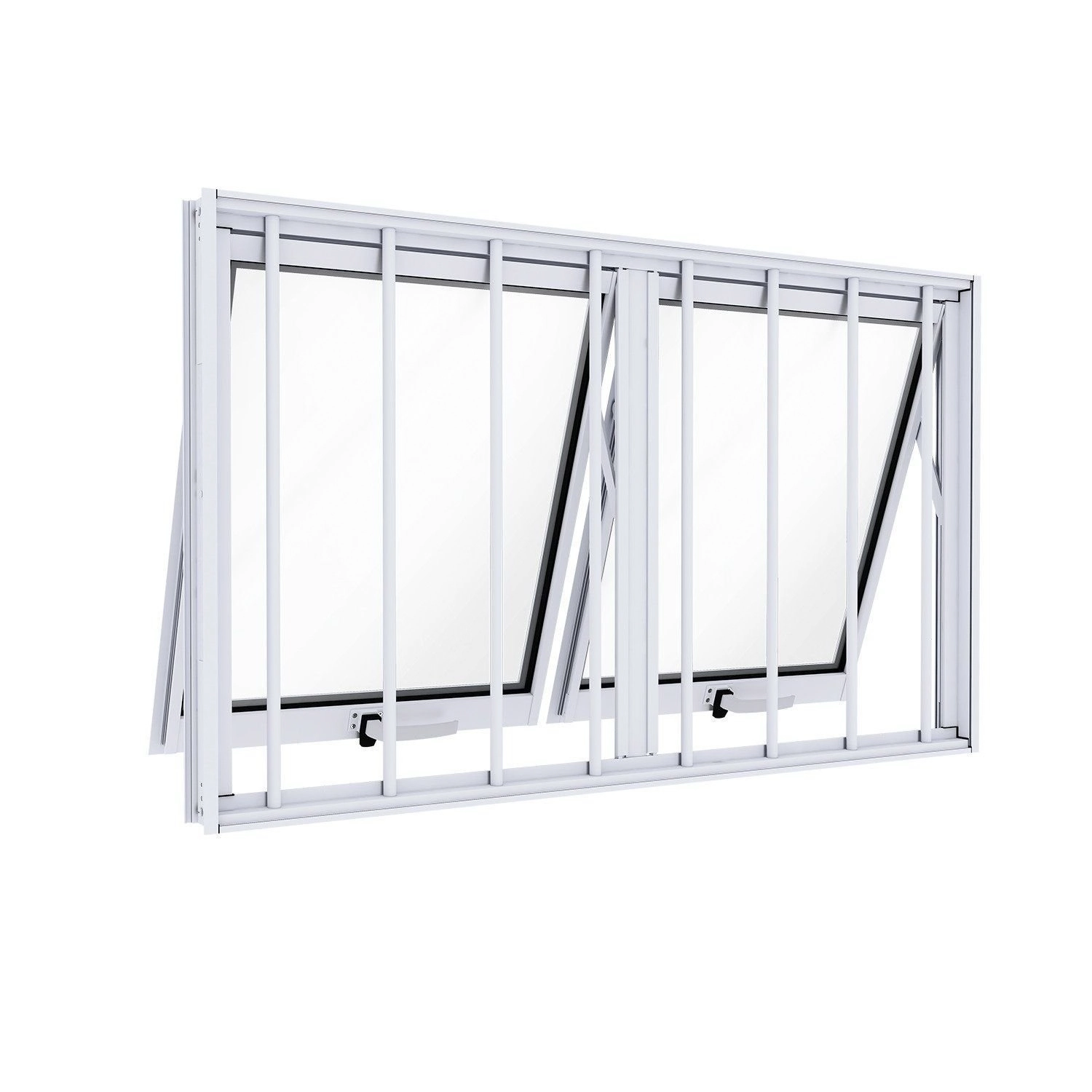 Janela De Alumínio Máximo Ar Duplo Horizontal Com Grade 60x100cm Lucasa Ideale Branco