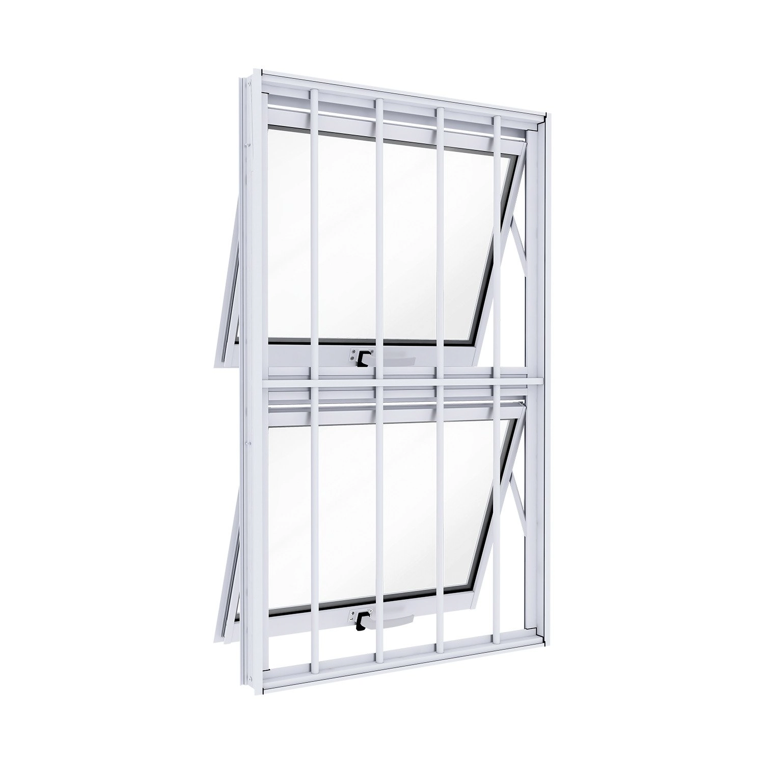 Janela De Alumínio Máximo Ar Duplo Vertical Com Grade 100x60cm Lucasa Ideale Branco