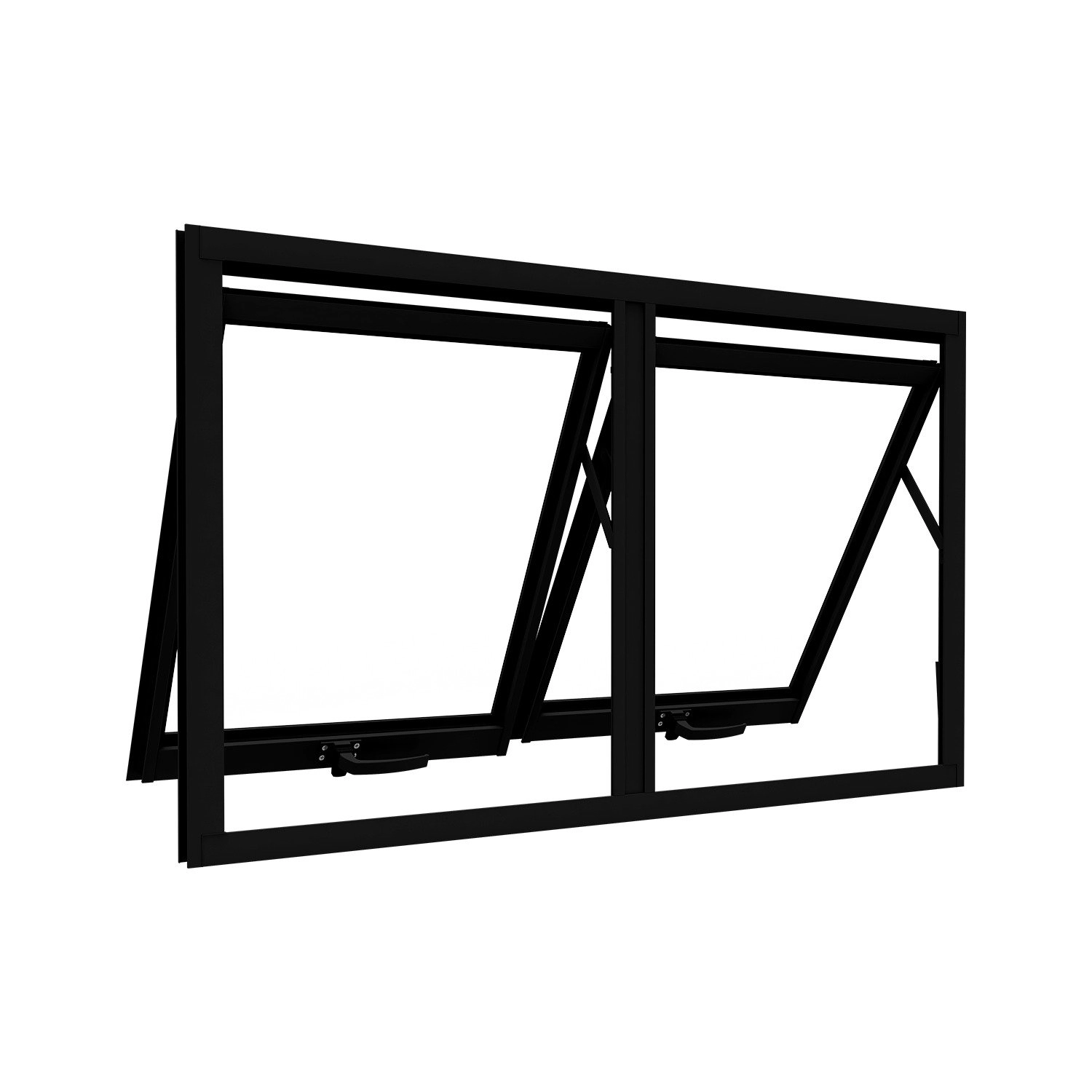 Janela De Alumínio Máximo Ar Duplo Horizontal 60x100cm Lucasa Ideale Preto
