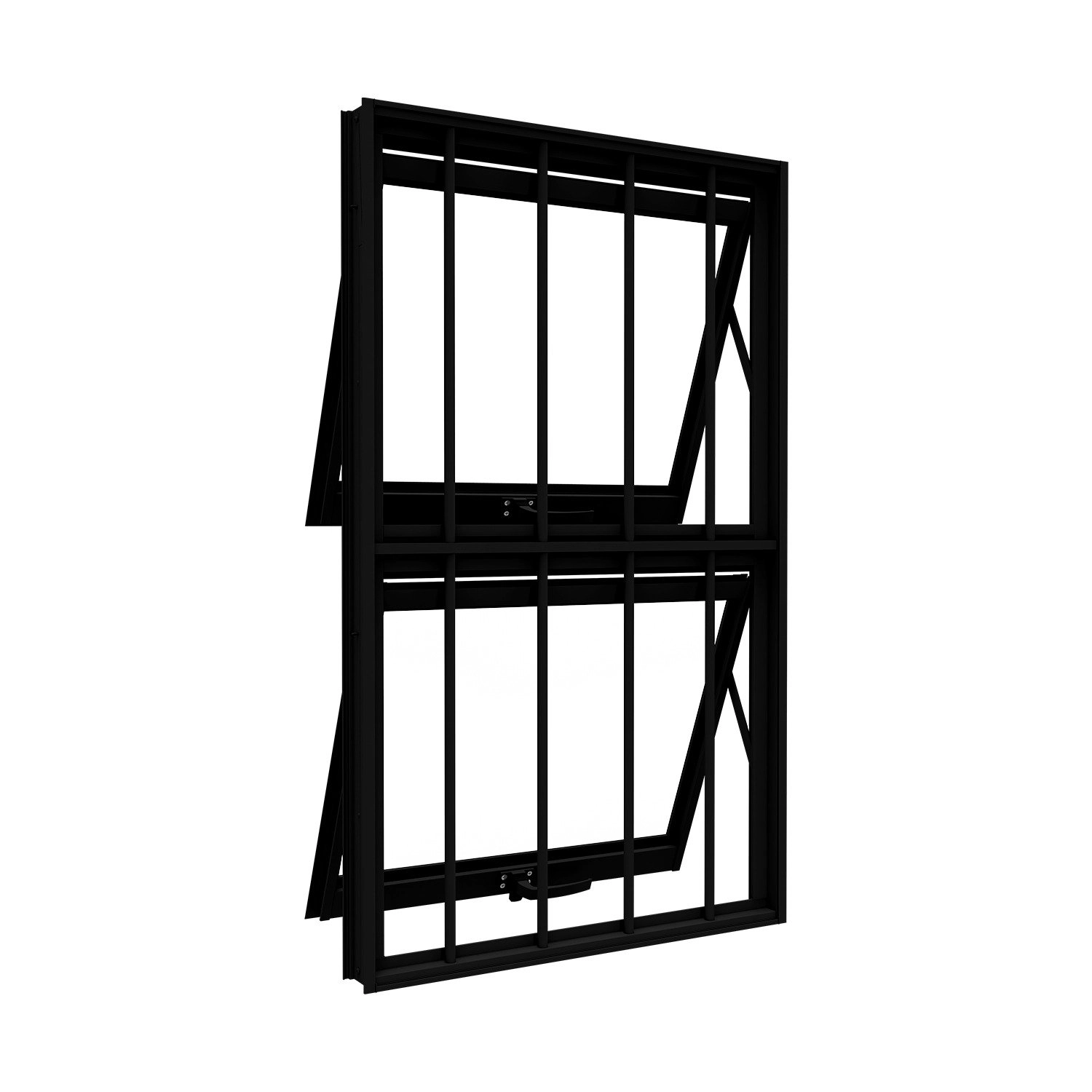 Janela De Alumínio Máximo Ar Duplo Vertical Com Grade 100x60cm Lucasa Ideale Preto
