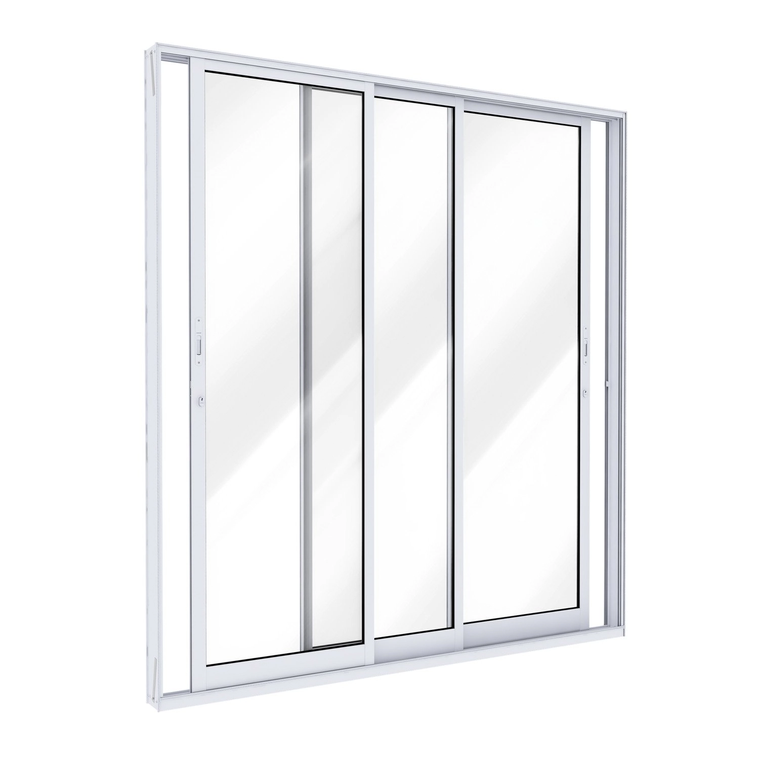 Porta De Alumínio De Correr Lateral 3 Folhas 215x150cm Lucasa Ideale Branco