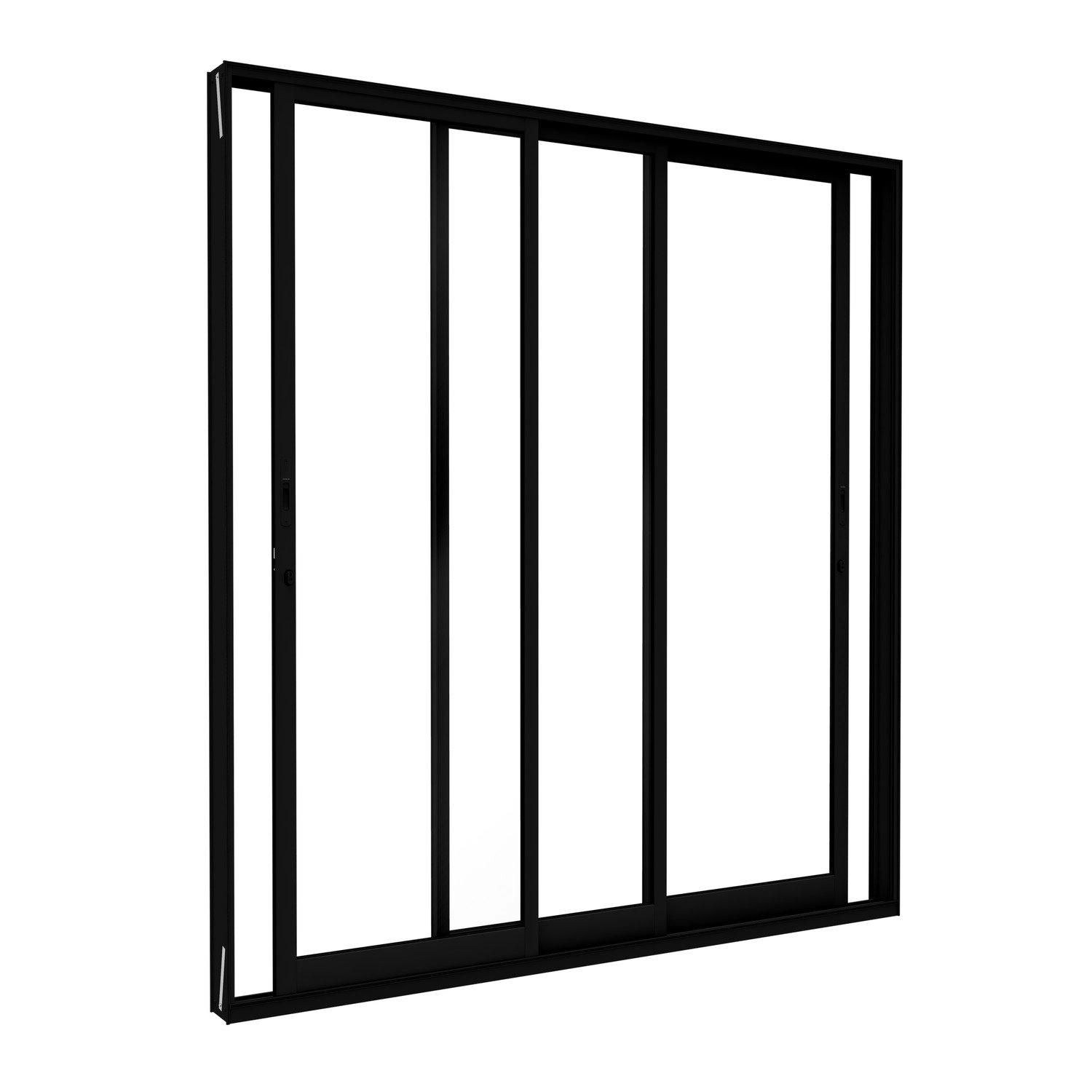 Porta Alumínio De Correr Lateral 3 Folhas Móveis 215cm X 150cm Lucasa Ideale Preto