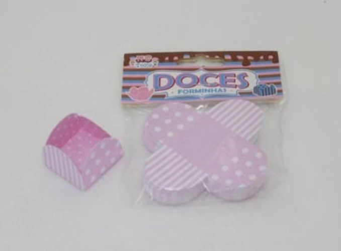 Forminha 4 Petalas Lp Rosa/branco C/50