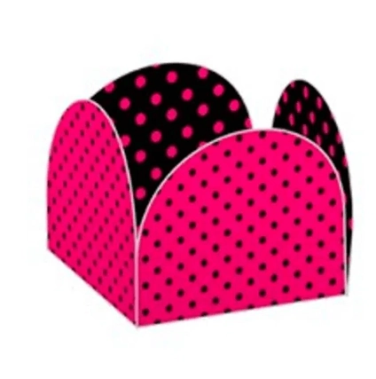 Forminha 4 Petalas Poa Pink/preto C/50