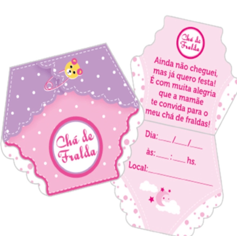 Convite Cha De Fraldas Menina Ref 1430