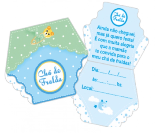 Convite Cha De Fraldas Bebe Azul
