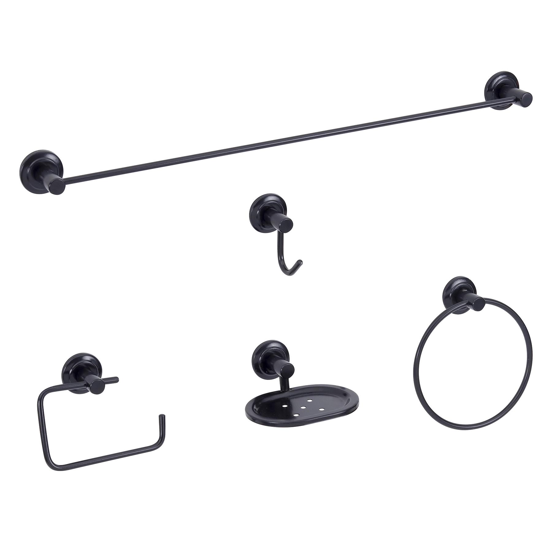 Kit Acessórios de Parede 5 Peças Black Egeu Sensea