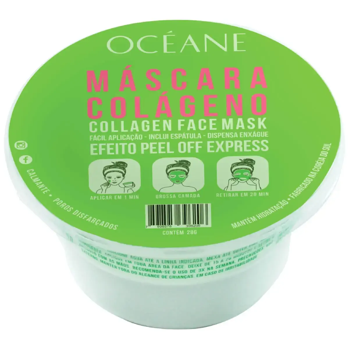 Máscara Facial Colágeno Océane 28g