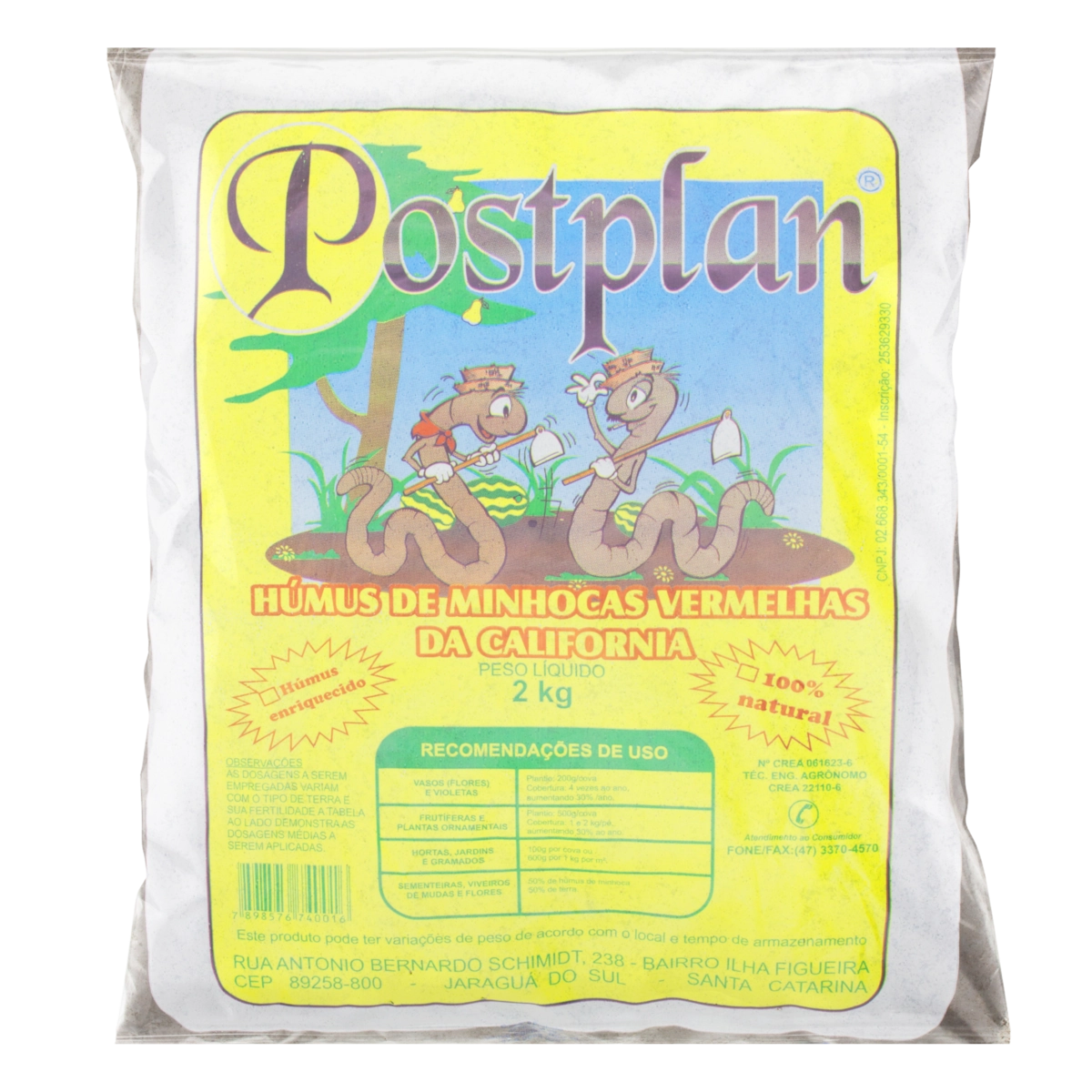 Húmus De Minhoca Postplan Pacote 2kg