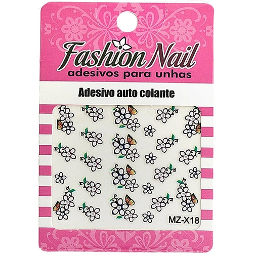 Adesivo Para Unhas Fashion Nail Mz X18 Flor