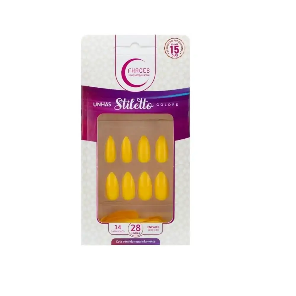 Unhas Fhaces Stiletto Colors C/28 Sun Flower