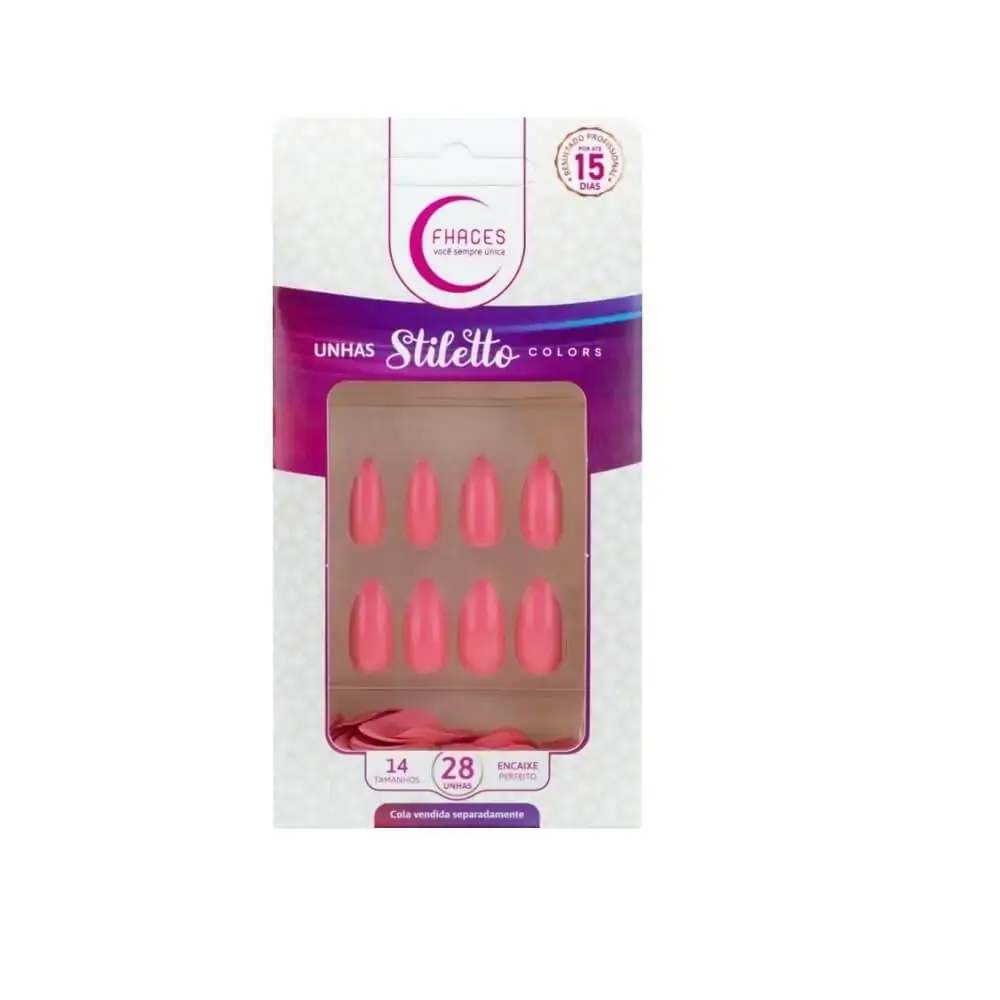 Unhas Fhaces Stiletto Salmao Ue1301