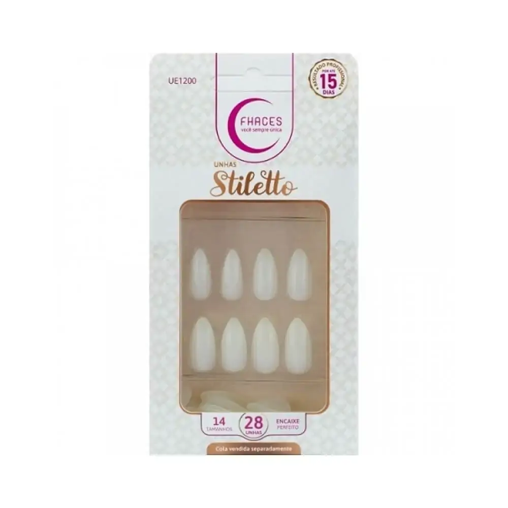 Unha Postica Fhaces Stiletto Natural 28un