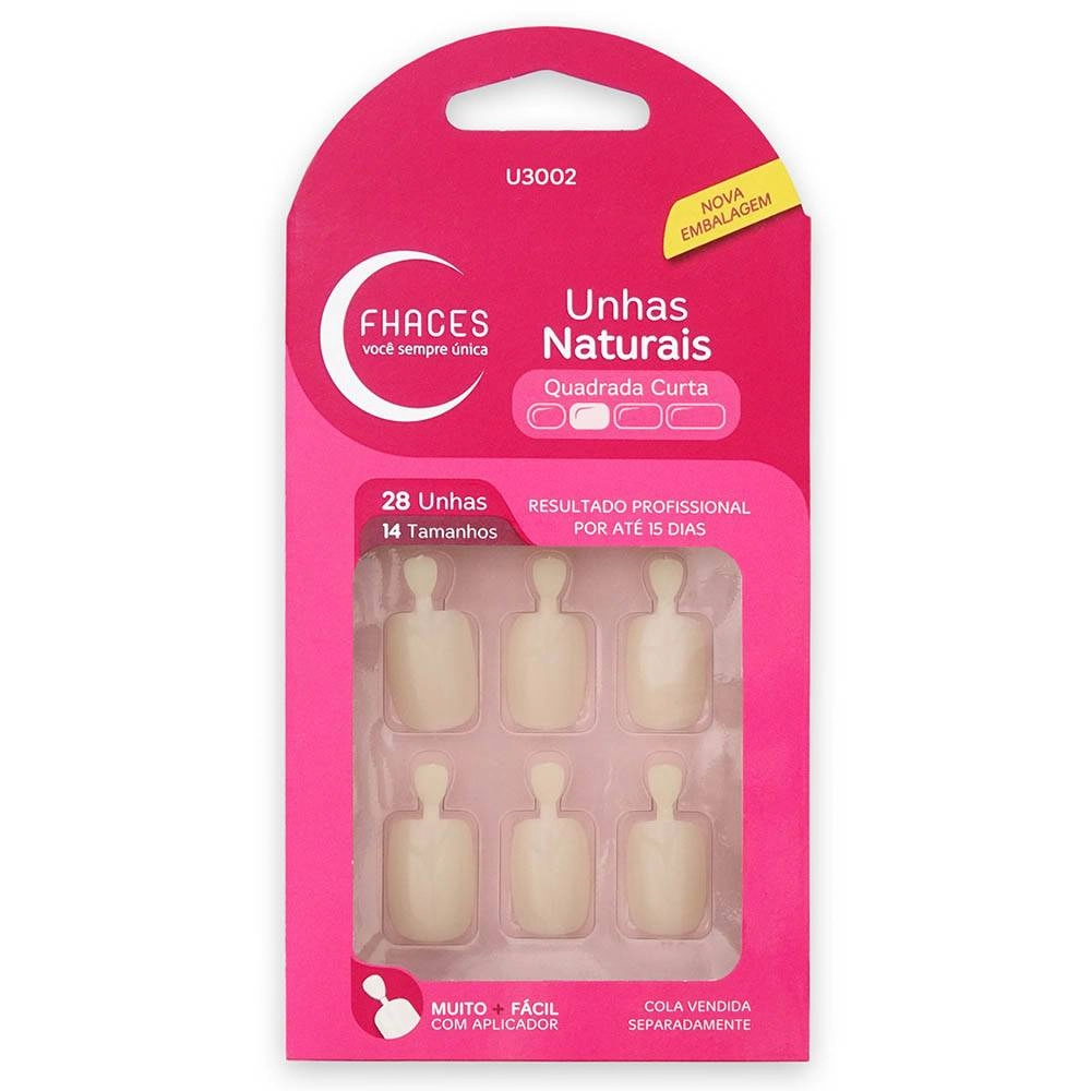Unhas Fhaces Natural Quadrada Curta 28un