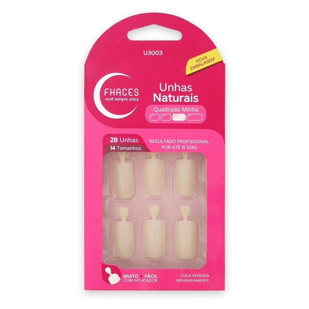 Unhas Fhaces Natural Quadrada Media 28un