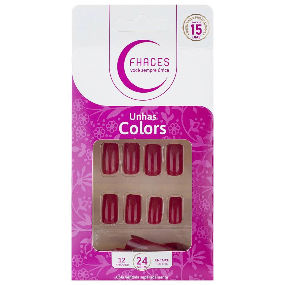 Unha Postica Fhaces Vermelho Poderoso Colors 28un