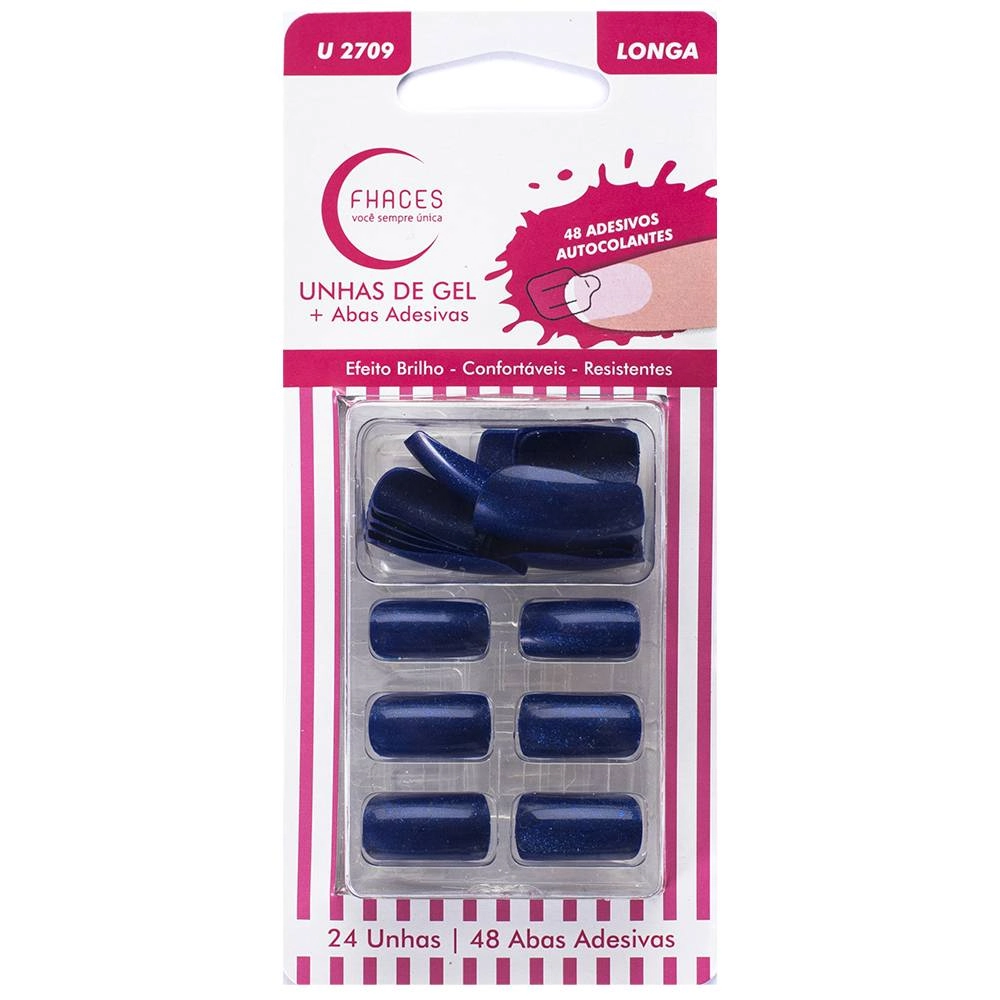 Unha Postica Fhaces Colors Longa Gel Jeans 48un