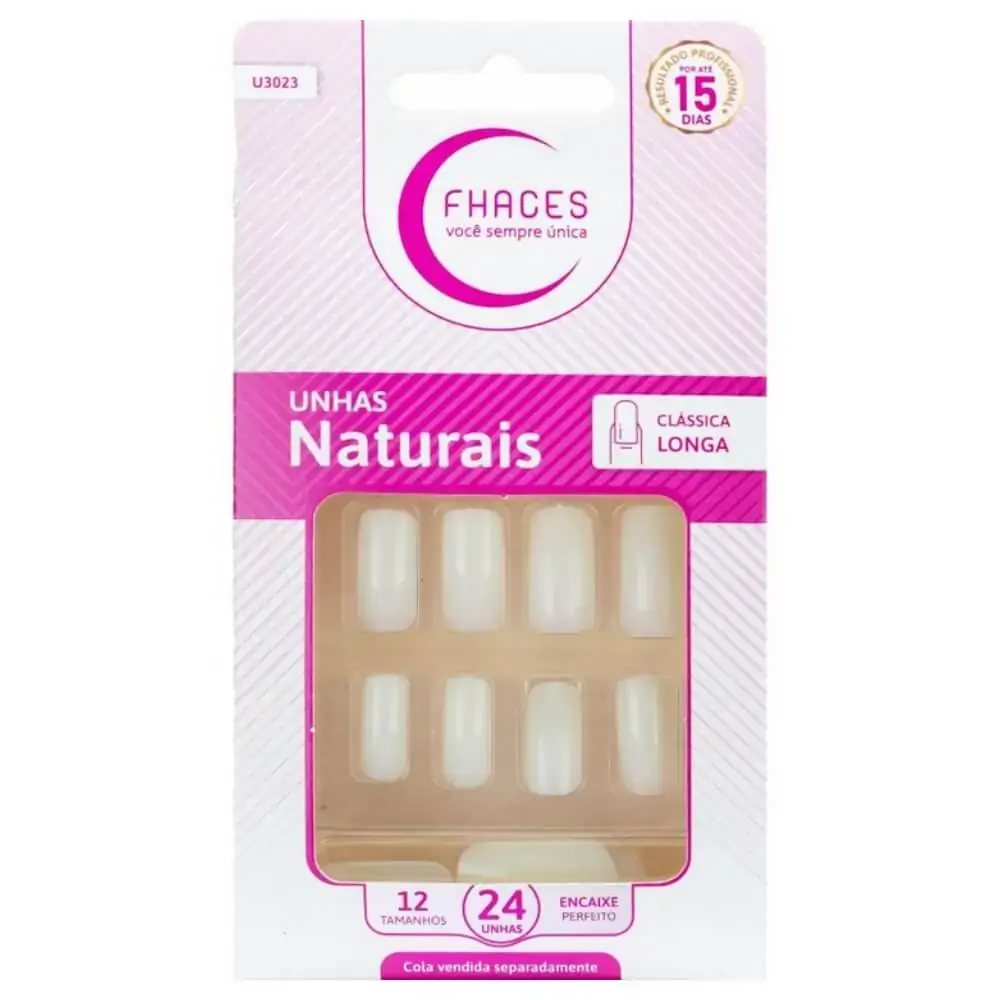 Unha Postica Fhaces Natural Longa Classica C/24un