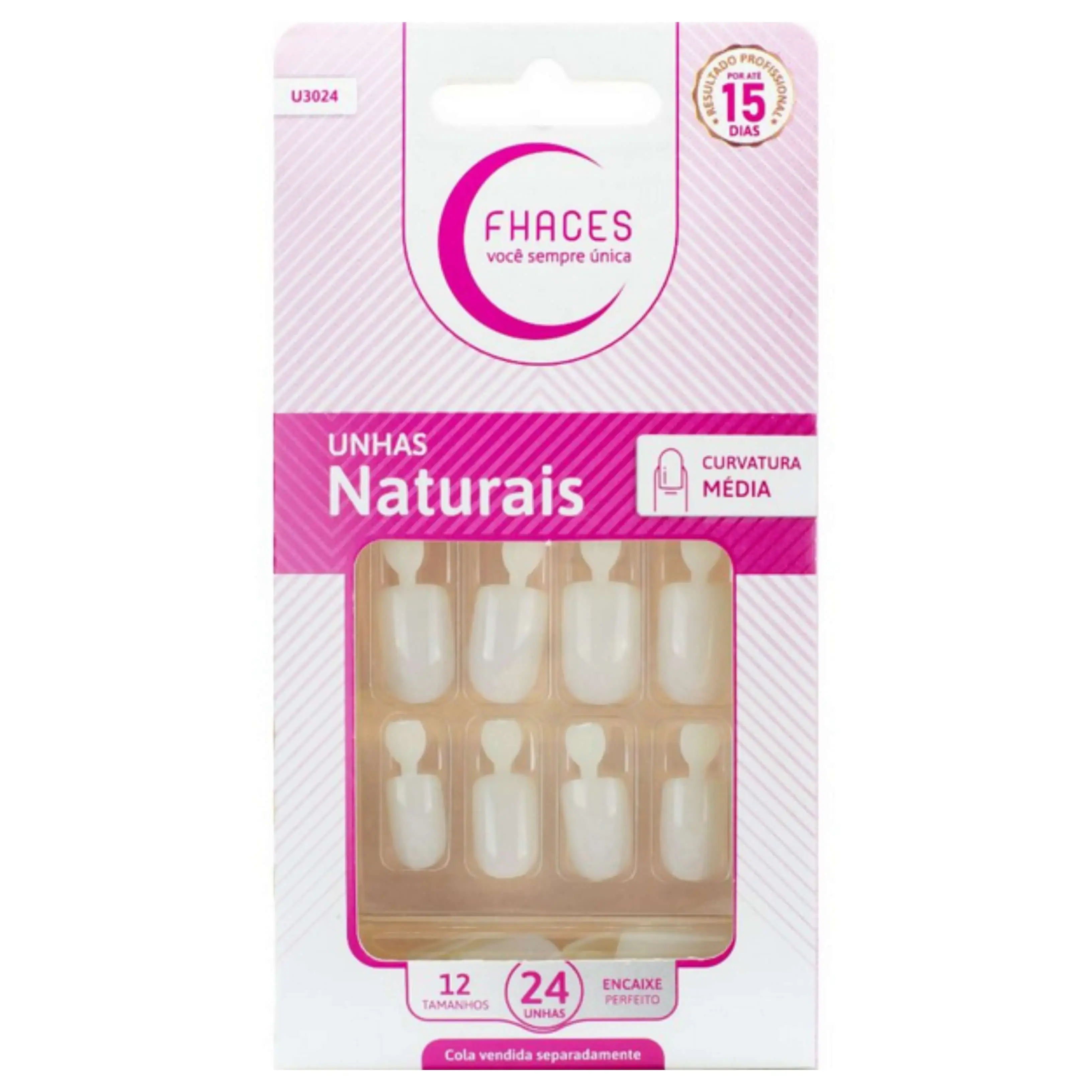 Unhas Postica Fhaces Natural Curvatura Media C/24un