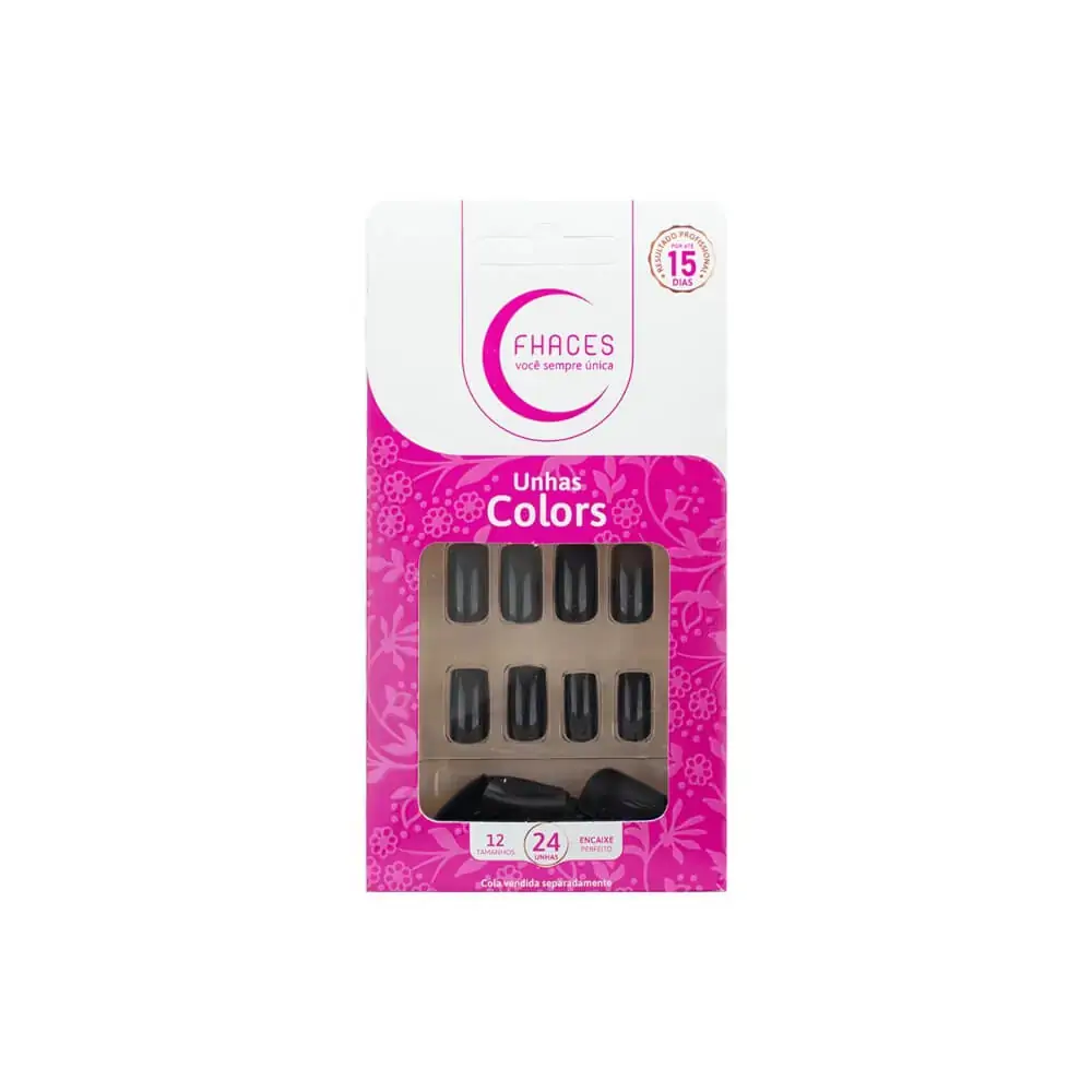 Unhas Postica Fhaces Colors Universo Black 24un