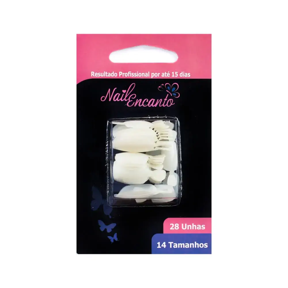 Unha Postica Nail Encanto Unhas Quadrada Curta C/ 28un