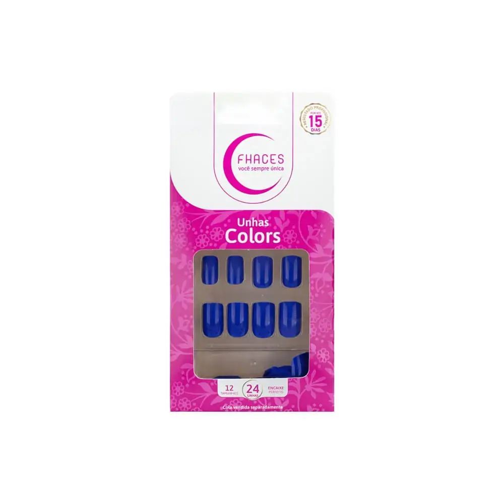 Unha Postica Fhaces Colors Azul Safira 24un